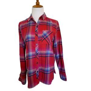 Orvis Women's Carrie Plaid Red Long Sleeve Button Up Flannel Shirt Size small
